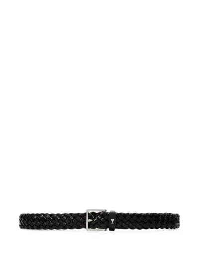 Ami Alexandre Mattiussi Black Braided Paris Paris Cow Leather Belt 30mm Black