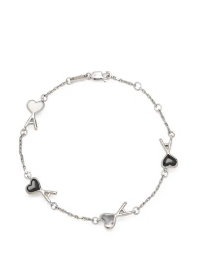 Ami Alexandre Mattiussi Brass Bracelet With Hammered Ami De Coeur In Metallic