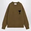 Ami Alexandre Mattiussi Ami Paris Bronze Ami De Coeur Wool Jumper