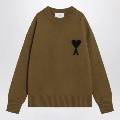 AMI ALEXANDRE MATTIUSSI BRONZE AMI DE COEUR WOOL JUMPER