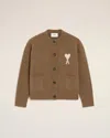 Ami Alexandre Mattiussi Brown Alpaca Ami De Coeur Cardigan Brown In Animal Print