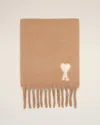 Ami Alexandre Mattiussi Brown Alpaca Ami De Coeur Scarf Brown In Orange