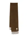 Ami Alexandre Mattiussi Brown Alpaca Off White Scarf In Brown