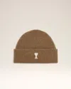 Ami Alexandre Mattiussi Brown Alpaca Striped Ami De Coeur Beanie Brown