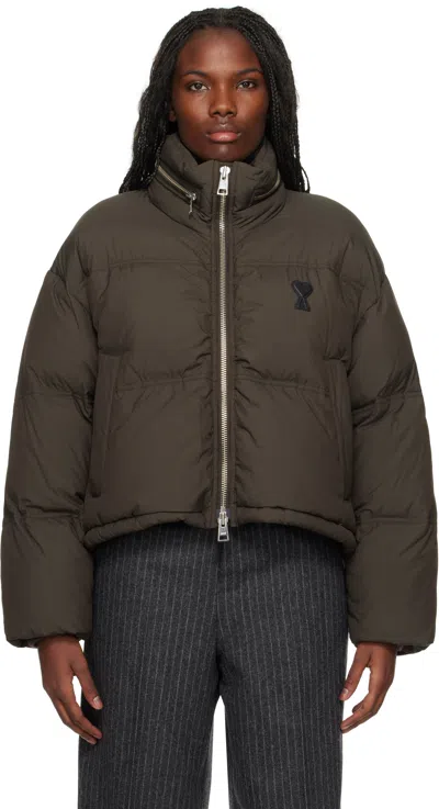 Ami Alexandre Mattiussi Brown Ami De Coeur Down Jacket