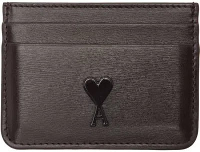 Ami Alexandre Mattiussi Brown Ami De Cœur Card Holder