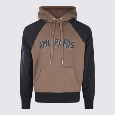 AMI ALEXANDRE MATTIUSSI BROWN AND BLACK COTTON SWEATSHIRT