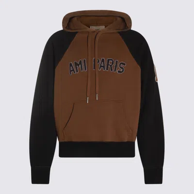 AMI ALEXANDRE MATTIUSSI BROWN AND BLACK COTTON SWEATSHIRT