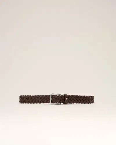 Ami Alexandre Mattiussi Brown Braided Paris Paris Cow Leather Belt 30mm Brown In Chocolate Brown