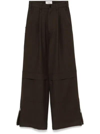 AMI ALEXANDRE MATTIUSSI BROWN CARGO TROUSERS