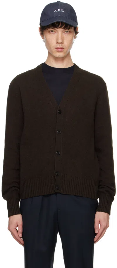 Ami Alexandre Mattiussi Brown Cashmere Ami De Cœur Cardigan In Dark Coffee/221