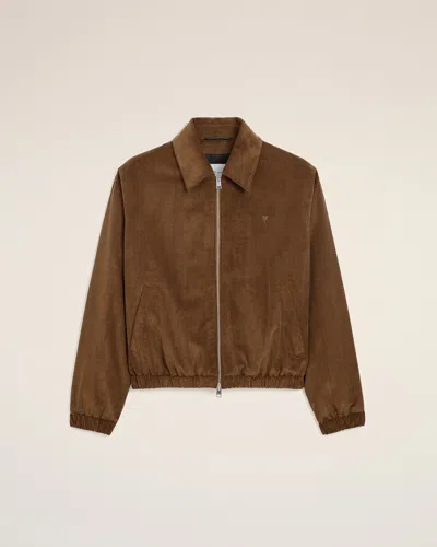 Ami Alexandre Mattiussi Brown Corduroy Cotton Padded Jacket With Ami De Coeur Brown In Multi