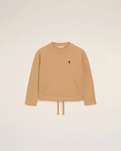 Ami Alexandre Mattiussi Brown Cotton Ami De Coeur Crewneck Sweatshirt Brown