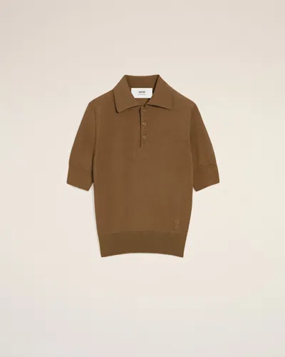 Ami Alexandre Mattiussi Brown Cotton Ami De Coeur Polo Brown