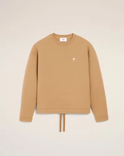 Ami Alexandre Mattiussi Ami De Coeur Drawstring Sweatshirt In Brown