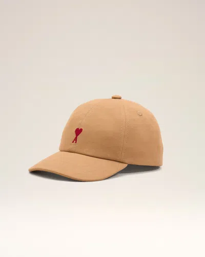 Ami Alexandre Mattiussi Brown Cotton Cap With Ami De Coeur Brown In Camel