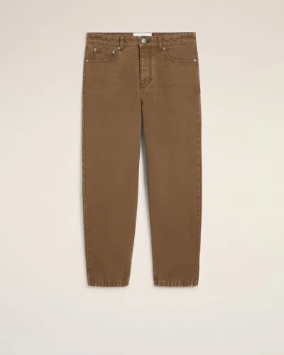 AMI ALEXANDRE MATTIUSSI BROWN COTTON TAPERED FIT JEANS BROWN