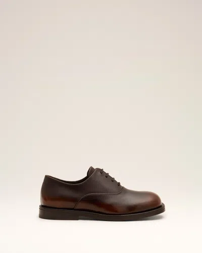 Ami Alexandre Mattiussi Brown Cow Leather Oxford Shoes Brown