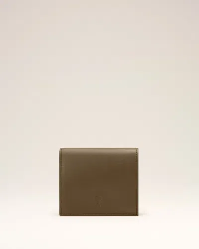 Ami Alexandre Mattiussi Brown Cowhide Leather Bifold Wallet With Ami De Coeur Brown In Truffle