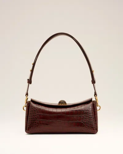 Ami Alexandre Mattiussi Brown Crocodile Embossed Cow Leather Carrousel Bag Brown In Burgundy