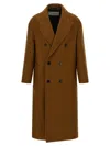 Ami Alexandre Mattiussi Double-breasted Coat Featuring Back Vent And Notched Lapels In Brown