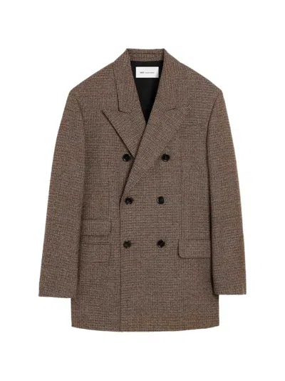 Ami Alexandre Mattiussi Double-breasted Houndstooth Wool Oversized Blazer Jacket In Multi