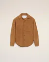 Ami Alexandre Mattiussi Brown Goat Leather Buttoned Overshirt Brown In Brown