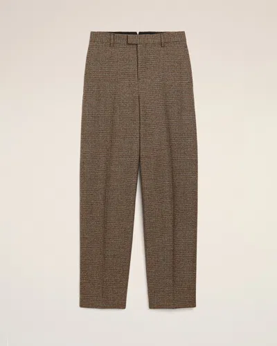 Ami Alexandre Mattiussi Brown Houndstooth Balloon-fit Wool Trousers Brown In Chocolate Brown/ Black