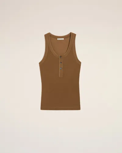 Ami Alexandre Mattiussi Brown Jersey Tanktop With Buttoned Placket Brown