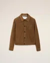 Ami Alexandre Mattiussi Mens Noisette Pointed-collar Embossed-logo Leather Jacket In Brown