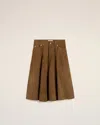 Ami Alexandre Mattiussi Pleated Suede Midi Skirt In Brown