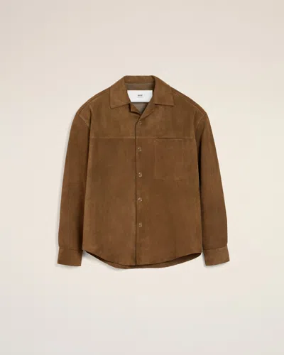 Ami Alexandre Mattiussi Brown Leather Overshirt Brown