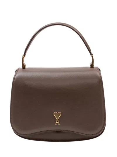 Ami Alexandre Mattiussi Brown Logo Mini Satchel