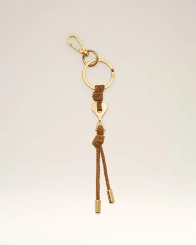 Ami Alexandre Mattiussi Brown Metal Ami De Coeur Charm Keyring Multicolor In Gold