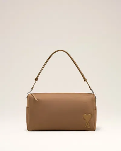 Ami Alexandre Mattiussi Brown Nylon Canvas Marcel Large Bag Brown