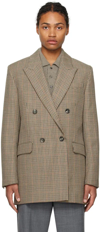 Ami Alexandre Mattiussi Brown Oversized Blazer In Champagne/black/270
