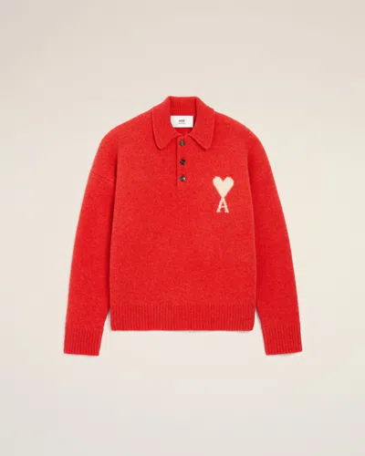 Ami Alexandre Mattiussi Brown Red Ami De Coeur Polo Red