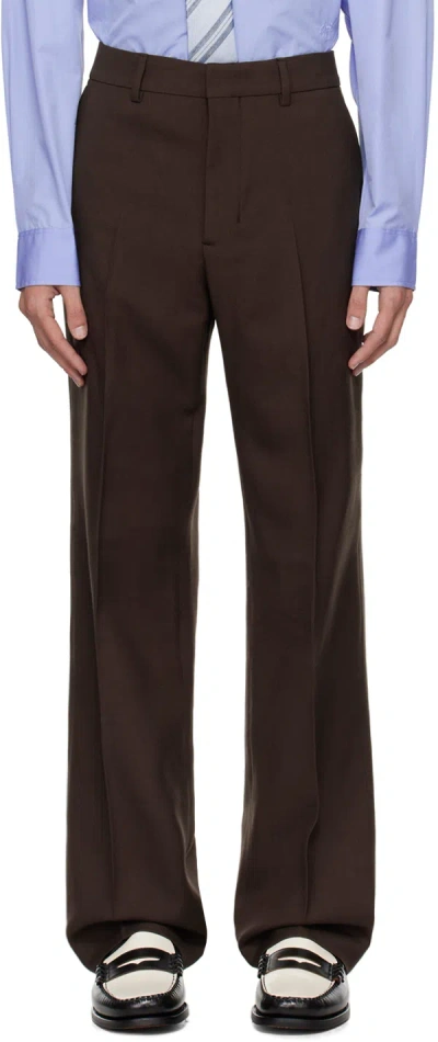 Ami Alexandre Mattiussi Brown Straight-fit Trousers In Dark Coffee/221