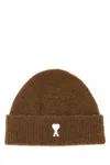 Ami Alexandre Mattiussi Ami Brown Stretch Alpaca Blend Beanie In Brown