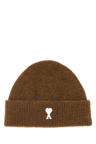 Ami Alexandre Mattiussi Brown Stretch Alpaca Blend Beanie