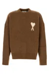 Ami Alexandre Mattiussi Brown Alpaca Ami De Coeur Crewneck Sweater Brown In Brown