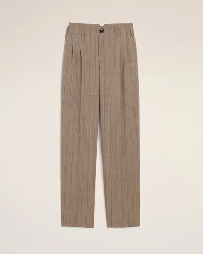 Ami Alexandre Mattiussi Brown Striped Wool Two-pleats Trousers Brown In Neutral