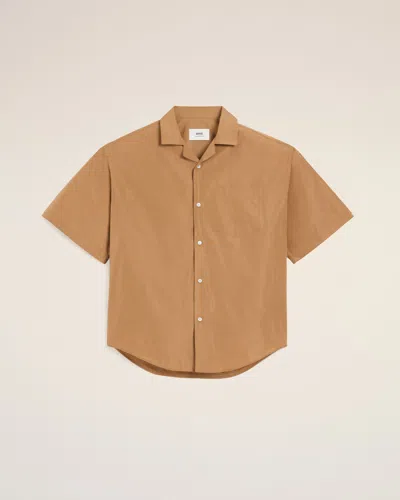 Ami Alexandre Mattiussi Brown Taffetass Short Sleeved Boxy Shirt Brown