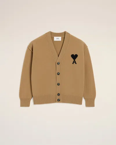 Ami Alexandre Mattiussi Brown Wool Ami De Coeur Cardigan Brown In Multi