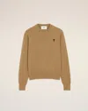 Ami Alexandre Mattiussi Brown Wool Ami De Coeur Crewneck Sweater Brown In Brown