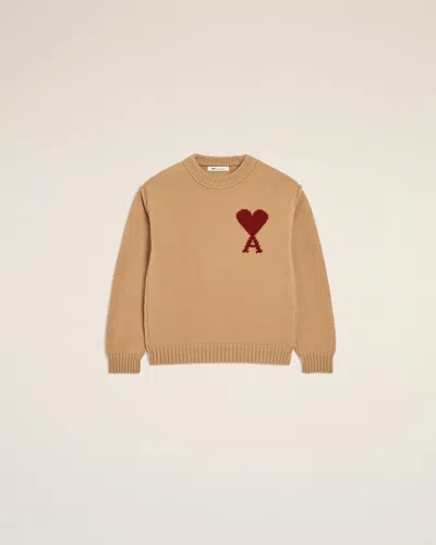 Ami Alexandre Mattiussi Brown Wool Ami De Coeur Crewneck Sweater Brown