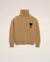 Ami Alexandre Mattiussi Brown Wool Ami De Coeur Funnel Neck Sweater Brown In Brown