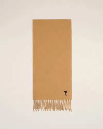 Ami Alexandre Mattiussi Brown Wool Ami De Coeur Scarf Brown