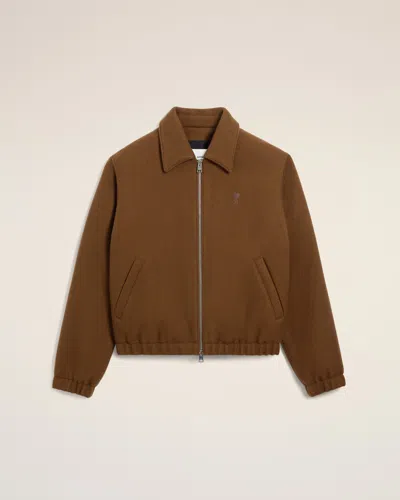 Ami Alexandre Mattiussi Brown Wool Ami De Coeur Zipped Jacket Brown