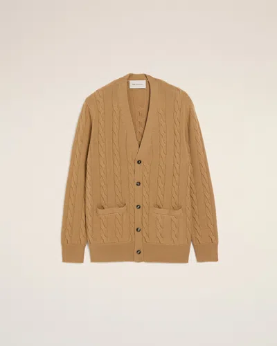 Ami Alexandre Mattiussi Brown Wool And Cotton Cable Stitch Cardigan Brown